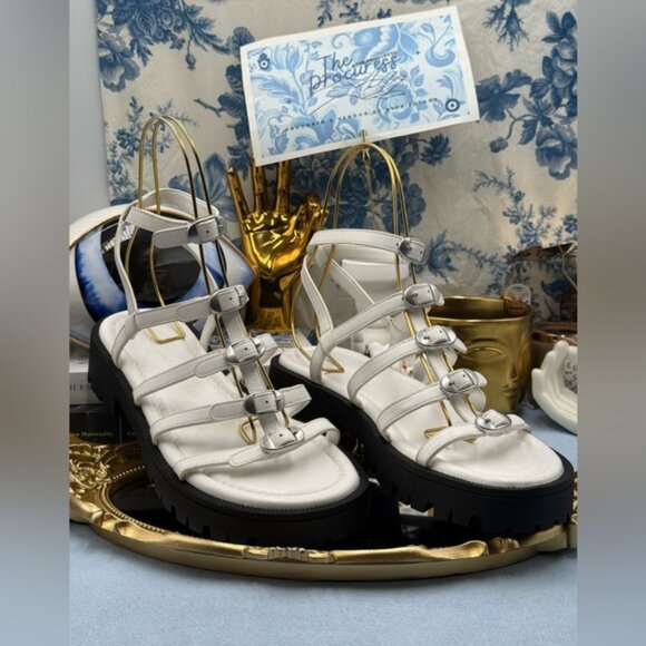 🆕 MARC JACOBS 🧿 NWOB The Kiki Gladiator Lug Sandals, White Leather - Sz 9M - Picture 3 of 14